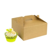 Odnosná krabička na 4 muffiny/cupcakes s vložkou, hnedá - kraftová