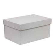 Darčeková krabica s vekom 300x200x150/40 mm, biela