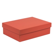 Darčeková krabica s vekom 350x250x100/40 mm, koralová