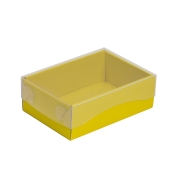 Darčeková krabička s priehľadným vekom 150x100x50/35 mm, žltá