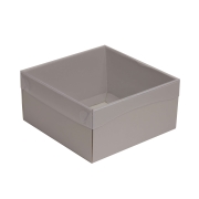 Darčeková krabička s priehľadným vekom 200x200x100/35 mm, sivá