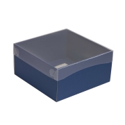 Darčeková krabička s priehľadným vekom 200x200x100/35 mm, modrá