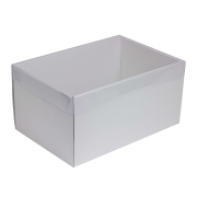 Darčeková krabica s priehľadným vekom 300x200x150/35 mm, biela
