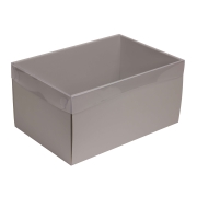 Darčeková krabica s priehľadným vekom 300x200x150/35 mm, sivá