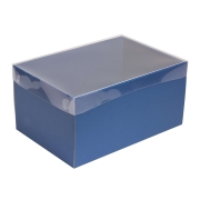 Darčeková krabica s priehľadným vekom 300x200x150/35 mm, modrá