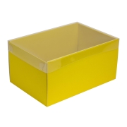 Darčeková krabica s priehľadným vekom 300x200x150/35 mm, žltá