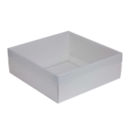 Darčeková krabica s priehľadným vekom 300x300x100/35 mm, biela