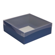 Darčeková krabica s priehľadným vekom 300x300x100/35 mm, modrá