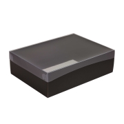Darčeková krabica s priehľadným vekom 350x250x100/35 mm, čierna