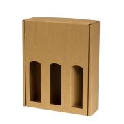 Darčeková krabica na víno 265x350x85 mm, 3 x 0,75 l, hnedá-kraft