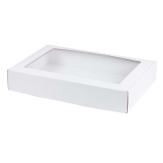Krabica na cukrovinky s priehľadným okienkom 400x280x70 mm, biela
