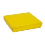 Darčeková krabica s vekom 300x300x50/40 mm, žltá