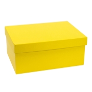 Darčeková krabica s vekom 350x250x150/40 mm, žltá