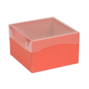 Darčeková krabička s priehľadným vekom 150x150x100/35 mm, koralová