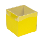 Darčeková krabička s priehľadným vekom 150x150x150/35 mm, žltá