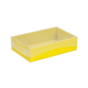 Darčeková krabička s priehľadným vekom 200x125x50/35 mm, žltá