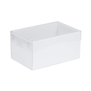 Darčeková krabička s priehľadným vekom 200x125x100/35 mm, biela