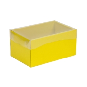 Darčeková krabička s priehľadným vekom 200x125x100/35 mm, žltá