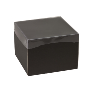 Darčeková krabička s priehľadným vekom 200x200x150/35 mm, čierna