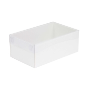 Darčeková krabička s priehľadným vekom 250x150x100/35 mm, biela