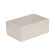 Darčeková krabička s priehľadným vekom 250x150x100/35 mm, sivá