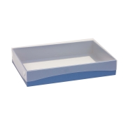 Darčeková krabica s priehľadným vekom 300x200x50/35 mm, modrá