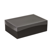 Darčeková krabica s priehľadným vekom 300x200x100/35 mm, čierna