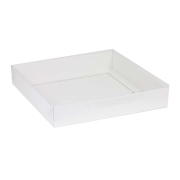 Darčeková krabica s priehľadným vekom 300x300x50/35 mm, biela