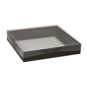 Darčeková krabica s priehľadným vekom 300x300x50/35 mm, čierna