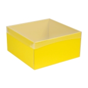 Darčeková krabica s priehľadným vekom 300x300x150/35 mm, žltá