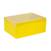 Darčeková krabica s priehľadným vekom 350x250x150/35 mm, žltá