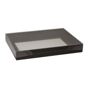 Darčeková krabica s priehľadným vekom 400x300x50/35 mm, čierna