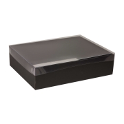 Darčeková krabica s priehľadným vekom 400x300x100/35 mm, čierna