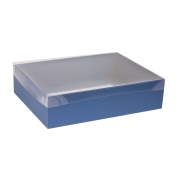 Darčeková krabica s priehľadným vekom 400x300x100/35 mm, modrá