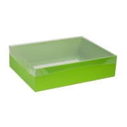 Darčeková krabica s priehľadným vekom 400x300x100/35 mm, zelená