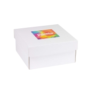 Darčeková krabička 200x200x100 mm, tlač na veko 100x100 mm, biela