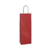 Papierová taška s krúteným uchom na víno 140x80x390 mm, červená