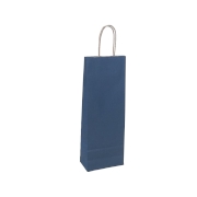 Papierová taška s krúteným uchom na víno 140x80x390 mm, modrá