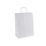 Papierová taška s krúteným uchom 220x110x295 mm, biela