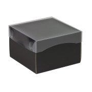 Darčeková krabica s priehľadným vekom 150x150x100 mm, čierna