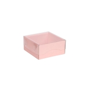 Darčeková krabica s priehľadným vekom 100x100x50 mm, ružová