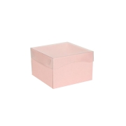 Darčeková krabica s priehľadným vekom 150x150x100 mm, ružová