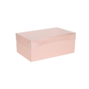Darčeková krabica s priehľadným vekom 250x150x100 mm, ružová