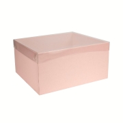 Darčeková krabica s priehľadným vekom 300x300x150 mm, ružová