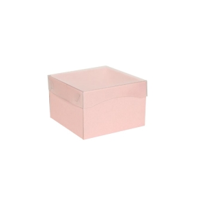 Darčeková krabica s priehľadným vekom 150x150x100 mm, ružová