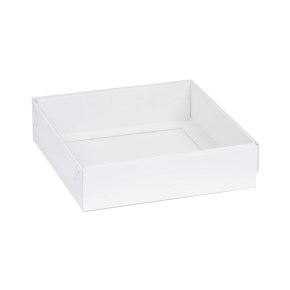 Darčeková krabica s priehľadným vekom 150x150x50 mm, biela
