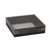 Darčeková krabica s priehľadným vekom 150x150x50 mm, čierno-biela