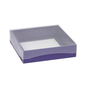 Darčeková krabica s priehľadným vekom 150x150x50 mm, fialová