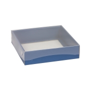 Darčeková krabica s priehľadným vekom 150x150x50 mm, modrá