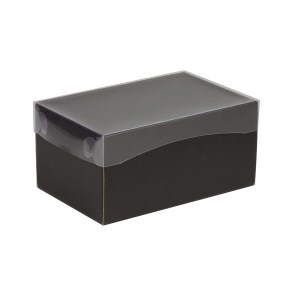 Darčeková krabica s priehľadným vekom 200x125x100 mm, čierna